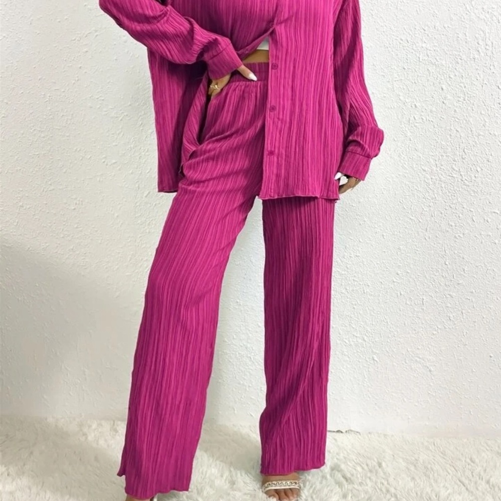 Vibrant Pink Pleated 2 piece set